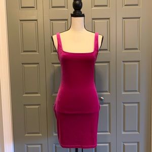 Urban Outfitters Hot Pink Velvet Bodycon Dress